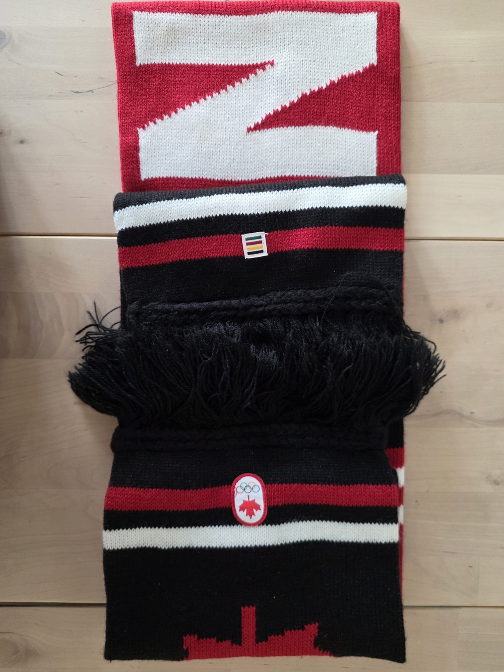 Red, Black & White HBC Knit Scarf with Team Crest